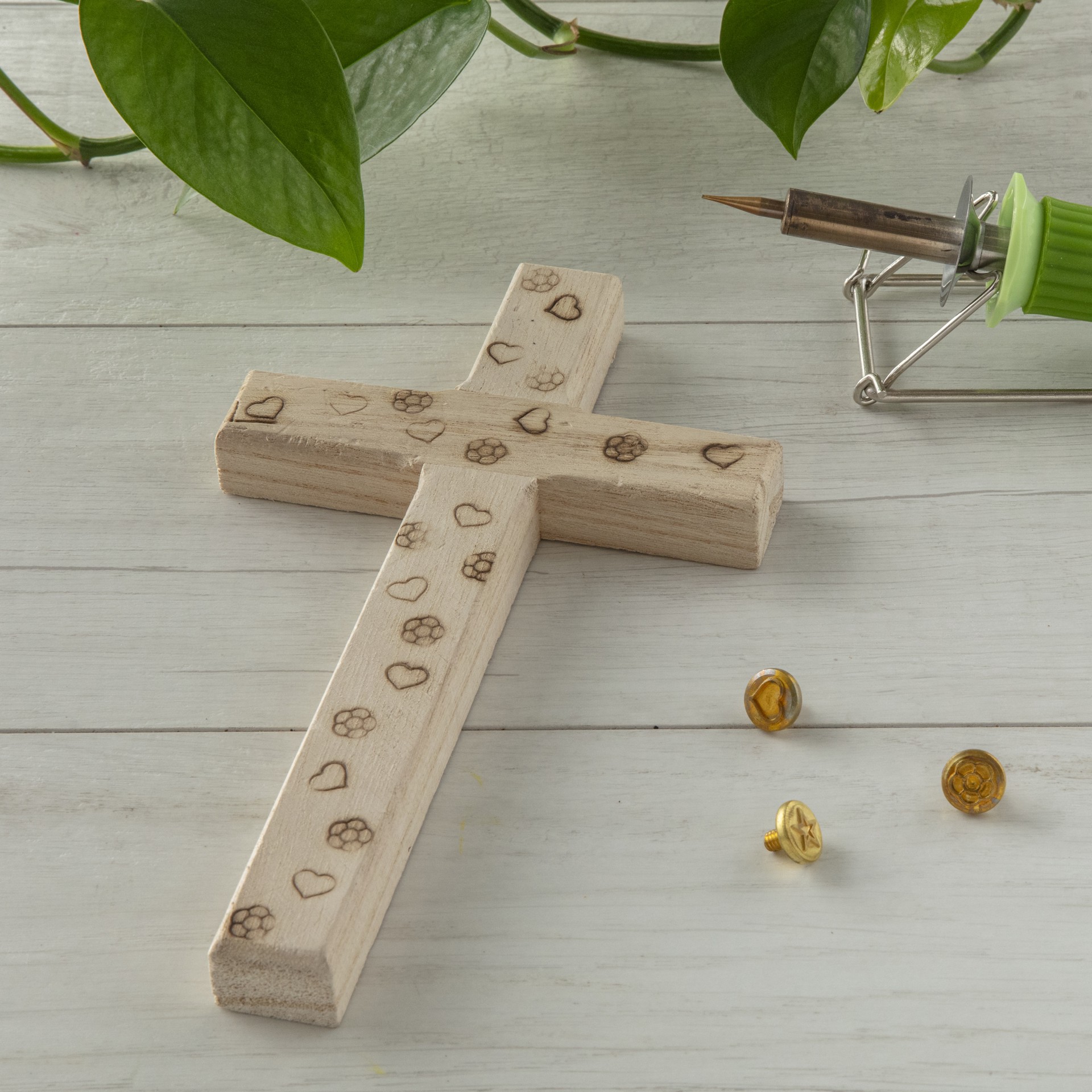 slide 3 of 3, 8" Wood Cross By Make Market, 8 in