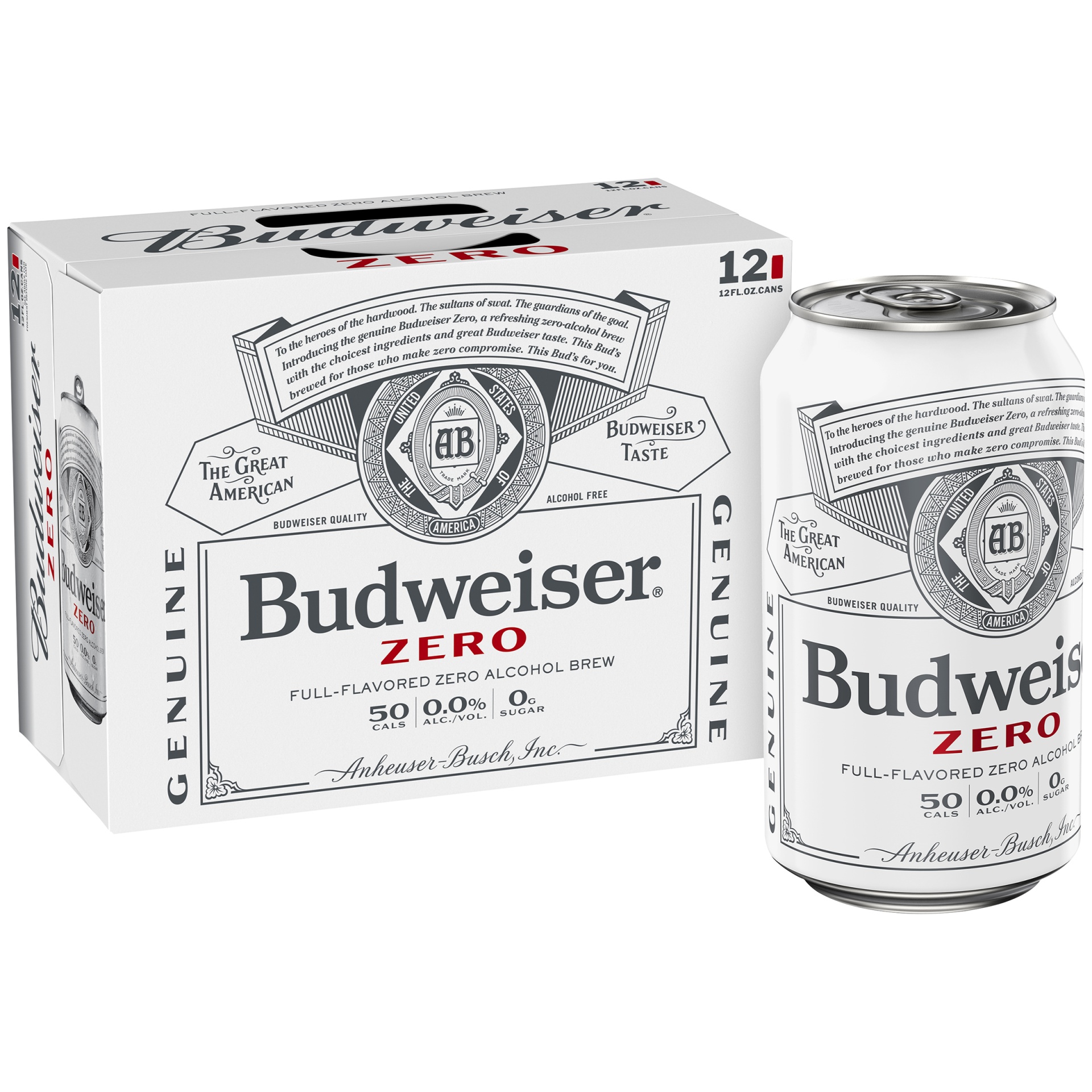 slide 1 of 1, Budweiser Zero Non-Alcoholic Beer, 12 ct; 12 fl oz