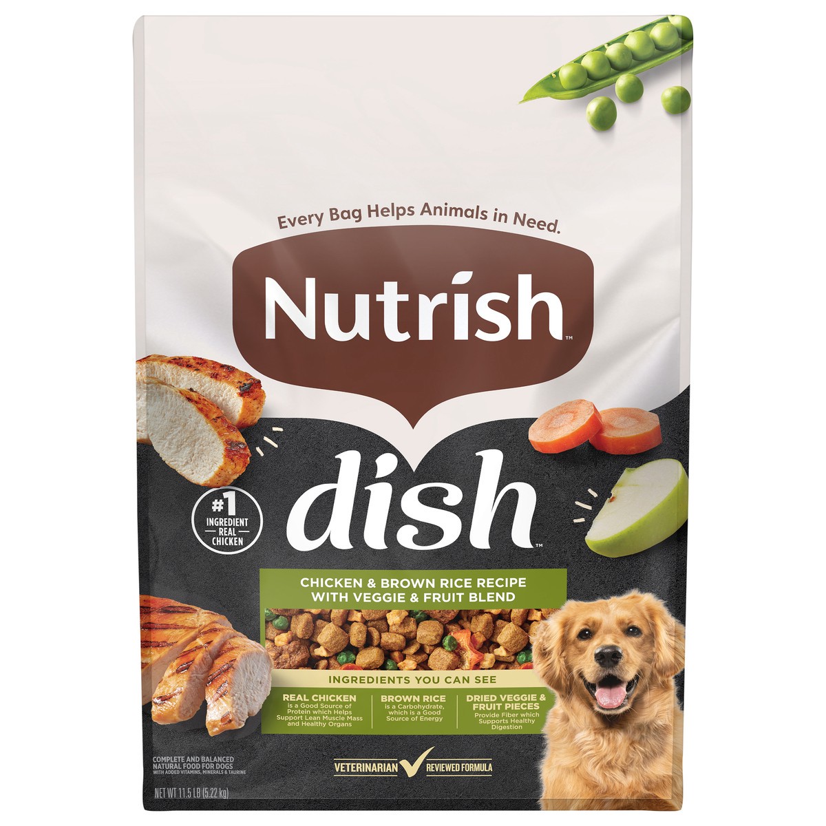 slide 1 of 10, Rachael Ray Nutrish Dish Chicken & Brown Rice Dog Food, 11.5 lb