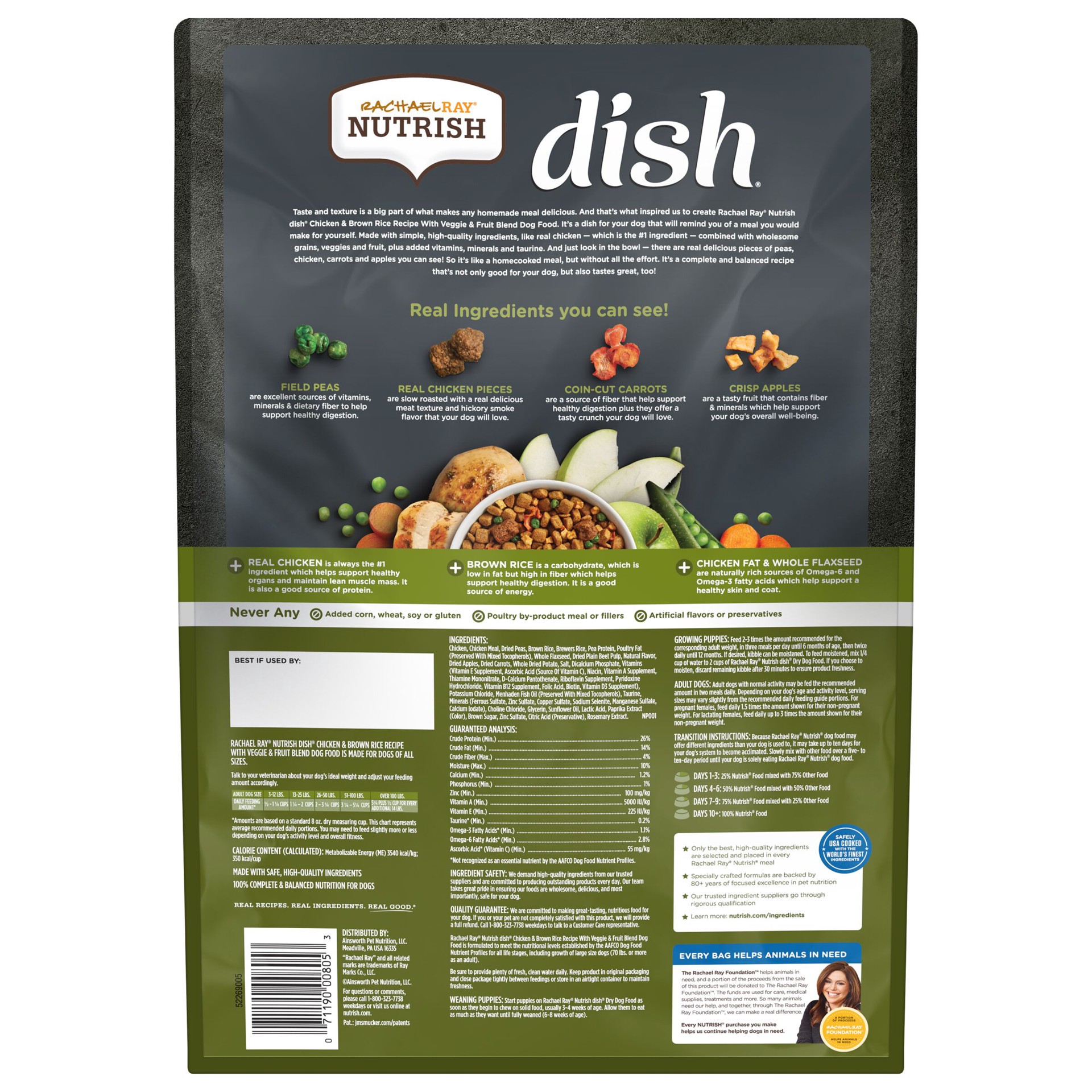 slide 6 of 10, Rachael Ray Nutrish Dish Chicken, Vegetable, Fruit & Rice Recipe Super Premium Dry Dog Food - 11.5lbs, 11.5 lb