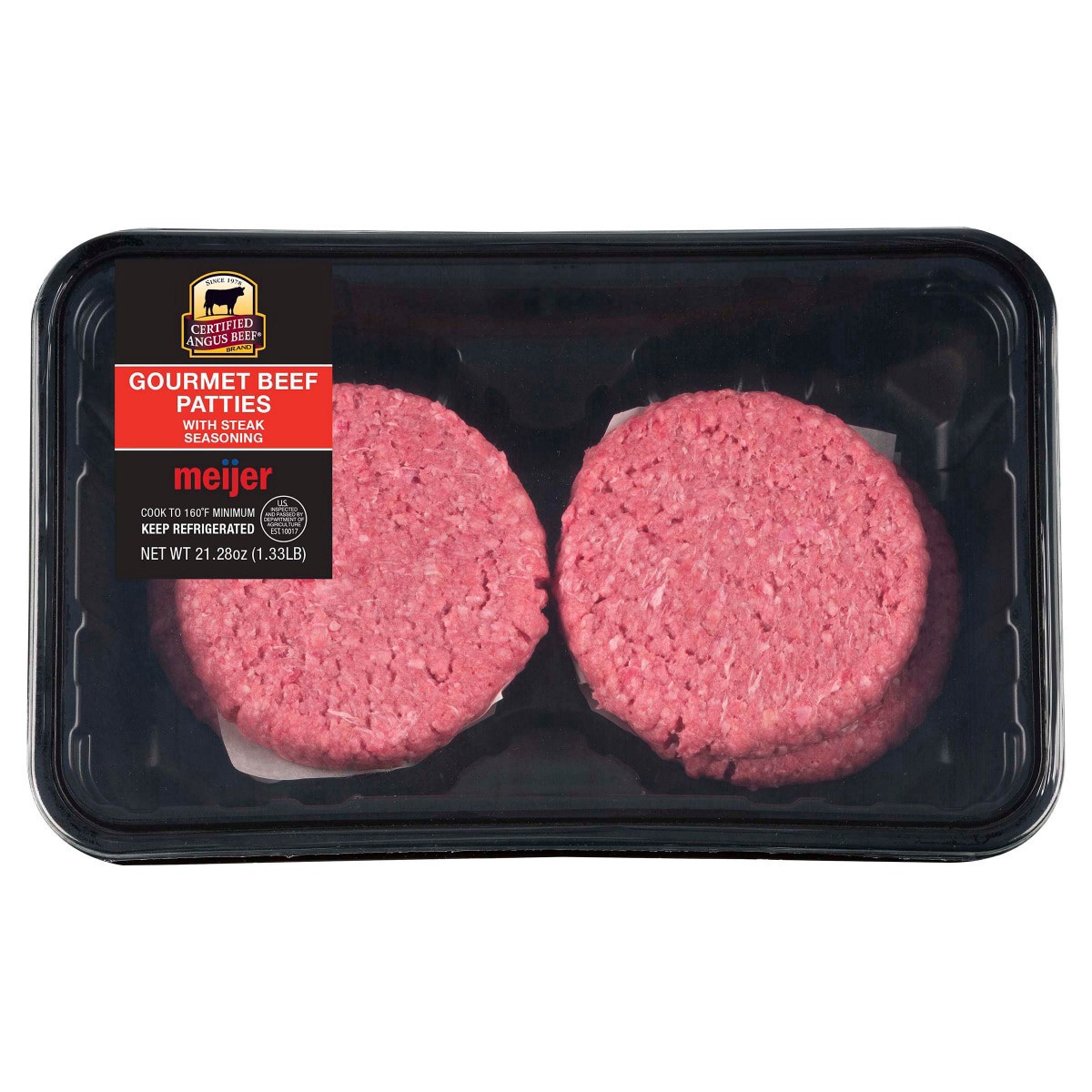 slide 1 of 5, FRESH FROM MEIJER Meijer Certified Angus Beef Steak Seasoned Patties, 4 ct, 4 ct