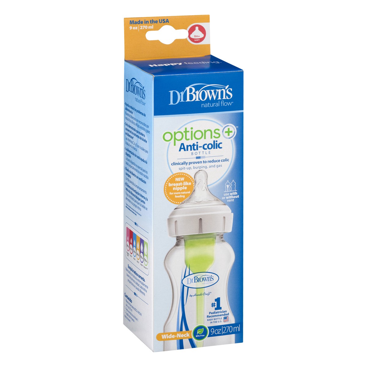 slide 3 of 9, Dr. Brown's Options+ Wide-Neck Anti-Colic Baby Bottle - 9oz, 9 fl oz