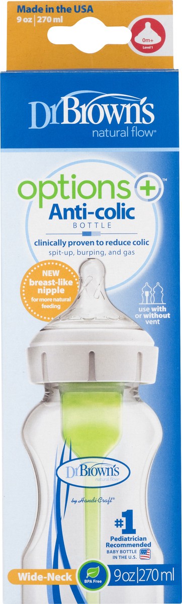 slide 4 of 9, Dr. Brown's Options+ Wide-Neck Anti-Colic Baby Bottle - 9oz, 9 fl oz