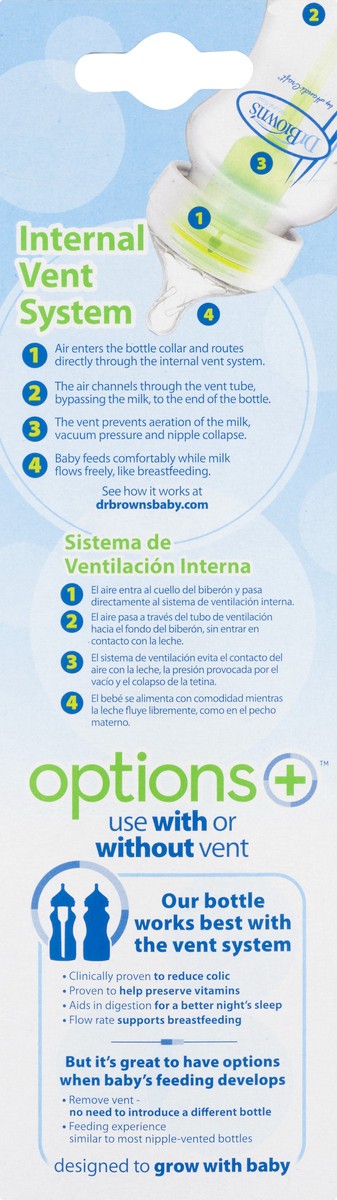 slide 5 of 9, Dr. Brown's Options+ Wide-Neck Anti-Colic Baby Bottle - 9oz, 9 fl oz