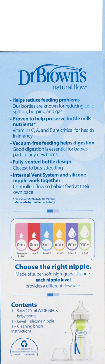 slide 6 of 9, Dr. Brown's Options+ Wide-Neck Anti-Colic Baby Bottle - 9oz, 9 fl oz