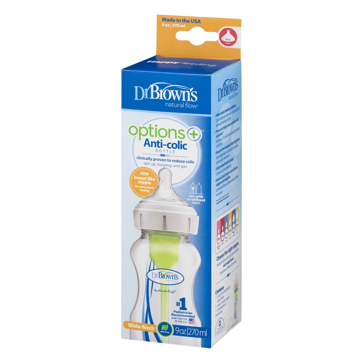 slide 8 of 9, Dr. Brown's Options+ Wide-Neck Anti-Colic Baby Bottle - 9oz, 9 fl oz