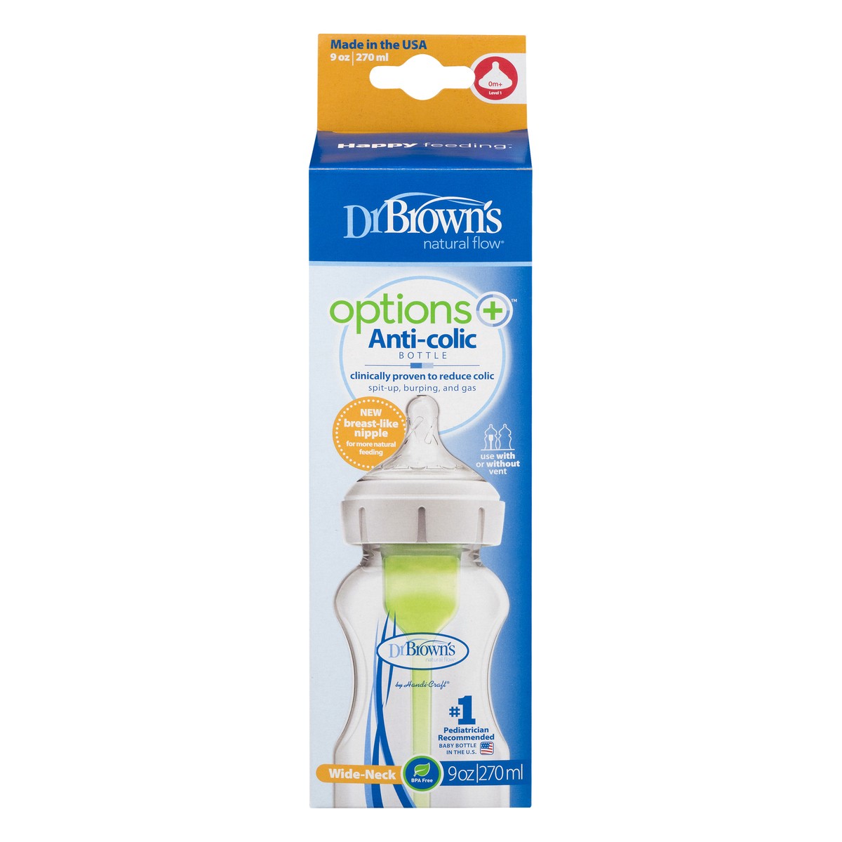 slide 1 of 9, Dr. Brown's Options+ Wide-Neck Anti-Colic Baby Bottle - 9oz, 9 fl oz