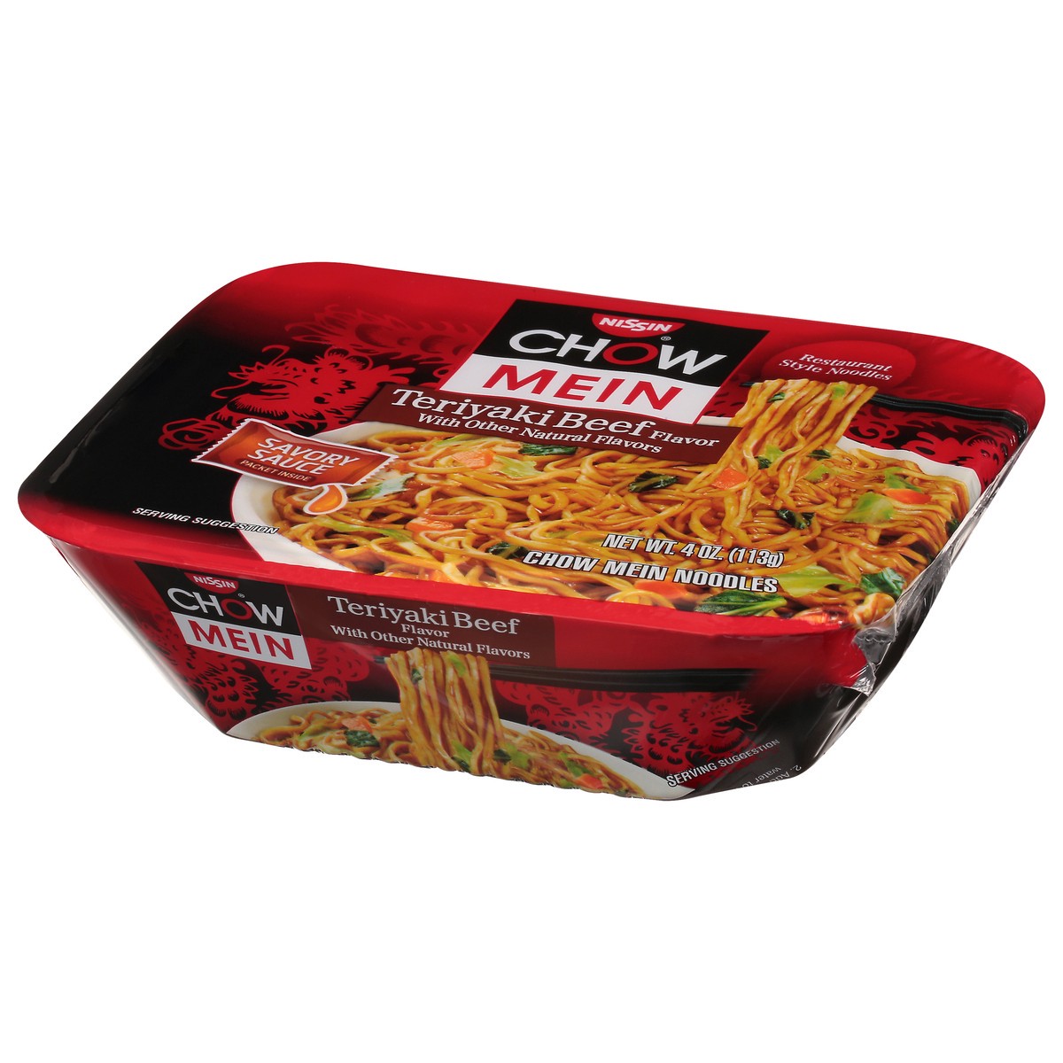 slide 6 of 9, Nissin Chow Mein Restaurant Style Teriyaki Beef Flavor Chow Mein Noodles 4 oz, 4 oz