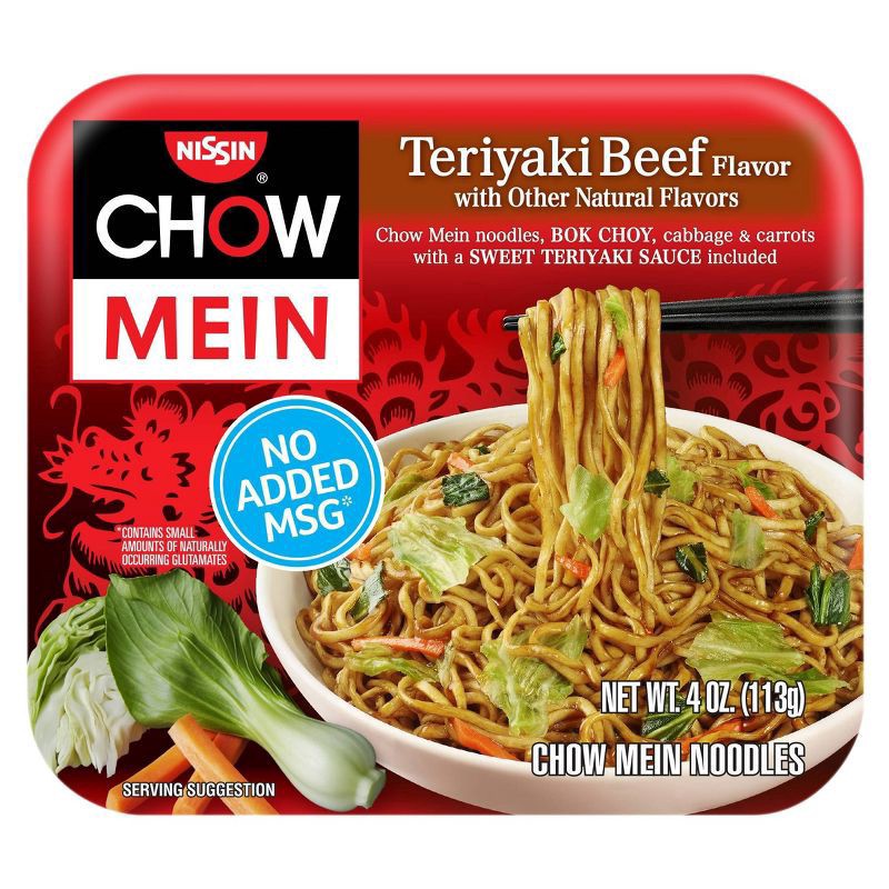 slide 1 of 9, Nissin Chow Mein Restaurant Style Teriyaki Beef Flavor Chow Mein Noodles 4 oz, 4 oz