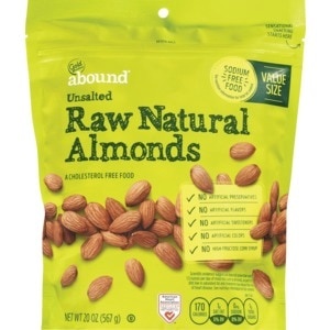 slide 1 of 1, Gold Emblem abound Unsalted Raw Natural Almonds, 20 Oz, 20 oz