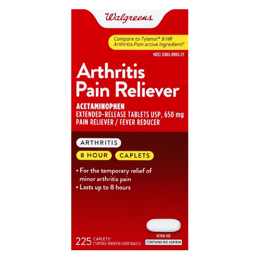 slide 1 of 1, Walgreens Arthritis Pain Reliever Acetaminophen 650 mg Caplet, 225 ct