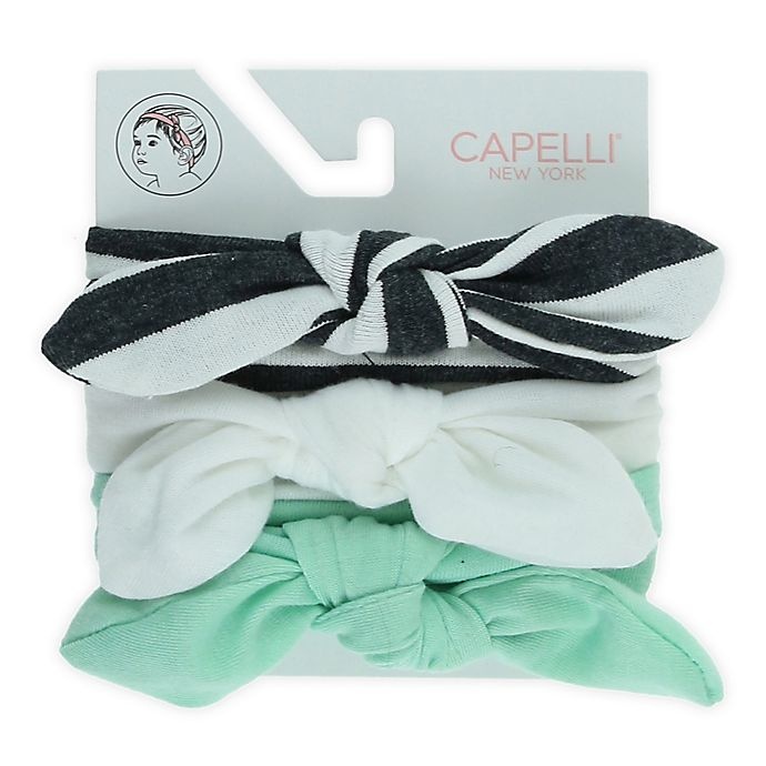 slide 2 of 2, Capelli New York Knot Bow Headbands - Teal/White/Grey, 3 ct