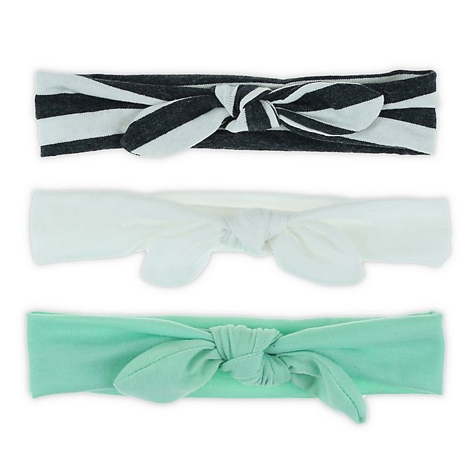 slide 1 of 2, Capelli New York Knot Bow Headbands - Teal/White/Grey, 3 ct