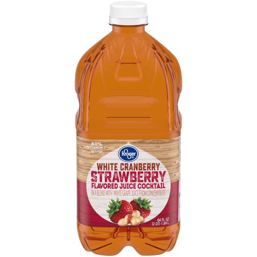 slide 1 of 1, Kroger White Cranberry Strawberry Flavored Juice Cocktail, 64 fl oz