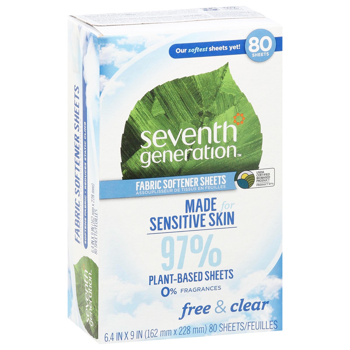 slide 2 of 9, Seventh Generation Fabric Softener Sheets Free & Clear - 80ct, 80 ct