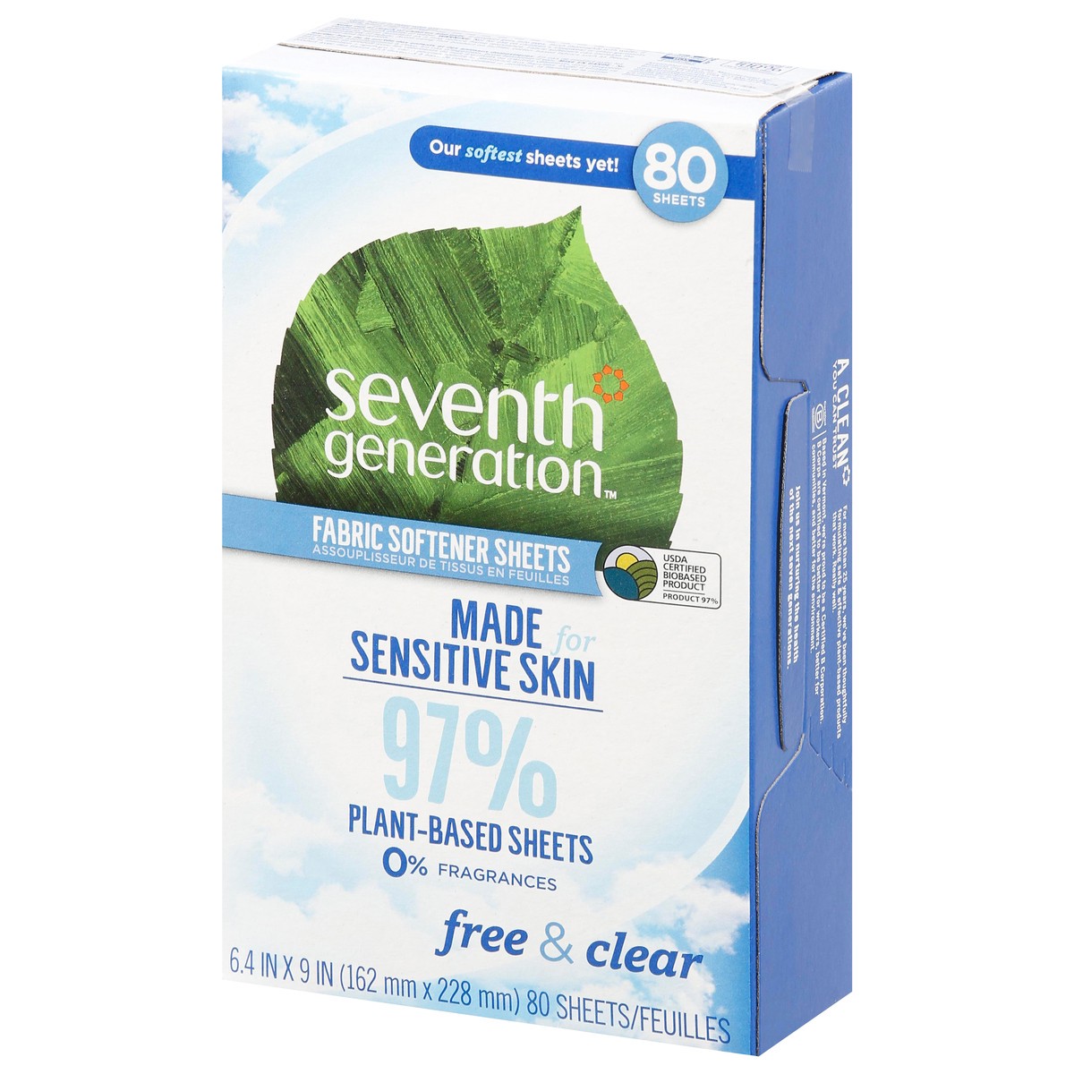 slide 3 of 9, Seventh Generation Fabric Softener Sheets Free & Clear - 80ct, 80 ct