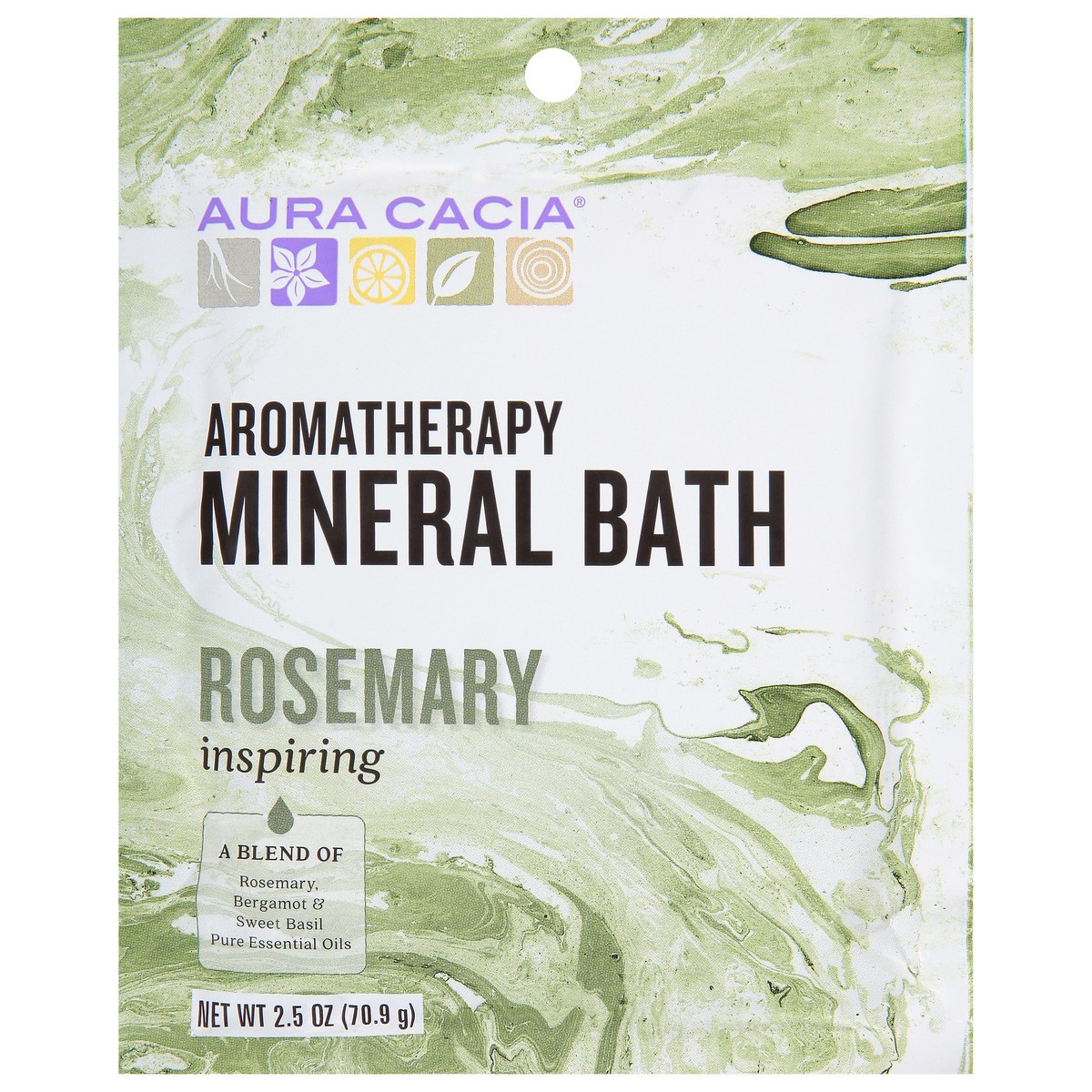 slide 1 of 9, Aura Cacia Inspiration Rosemary Aromatherapy Mineral Bath, 2.5 oz