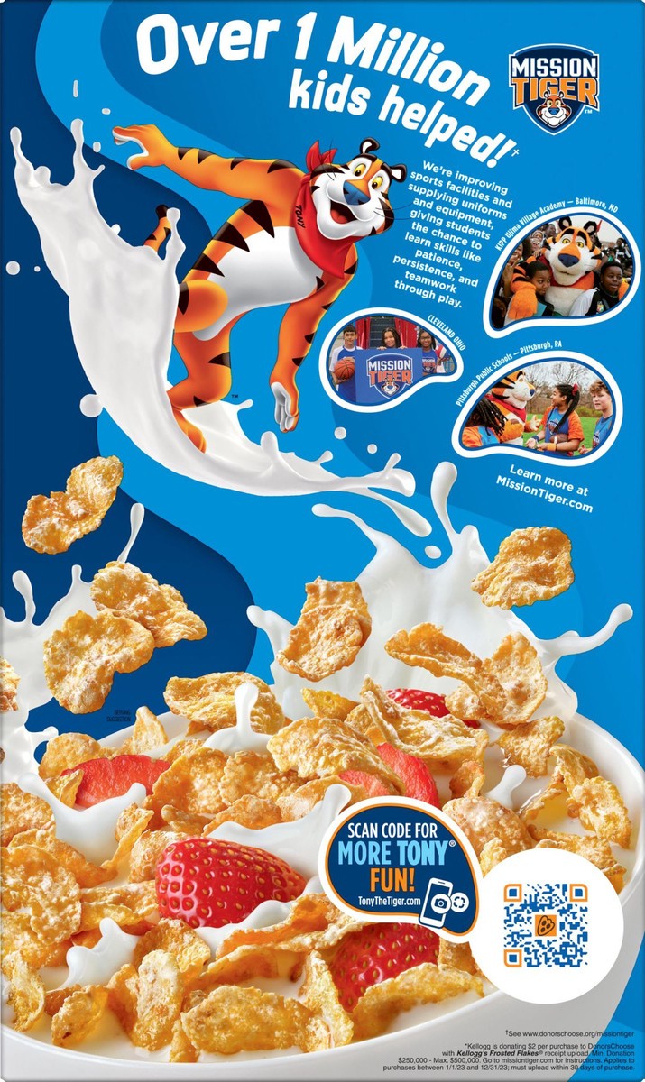 slide 6 of 13, Frosted Flakes Kellogg's Frosted Flakes Breakfast Cereal Strawberry Milkshake, Kids Cereal, 20.1 oz, 20.1 oz