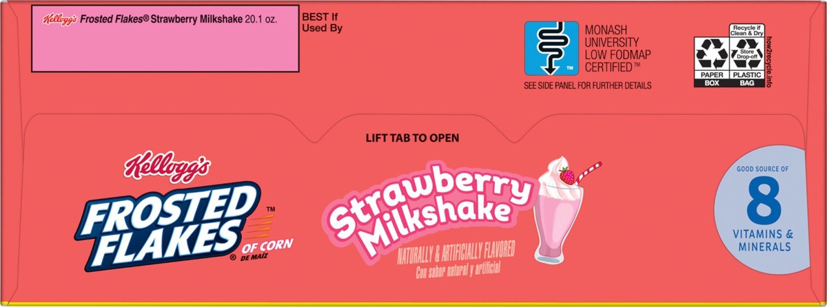 slide 7 of 13, Frosted Flakes Kellogg's Frosted Flakes Breakfast Cereal Strawberry Milkshake, Kids Cereal, 20.1 oz, 20.1 oz