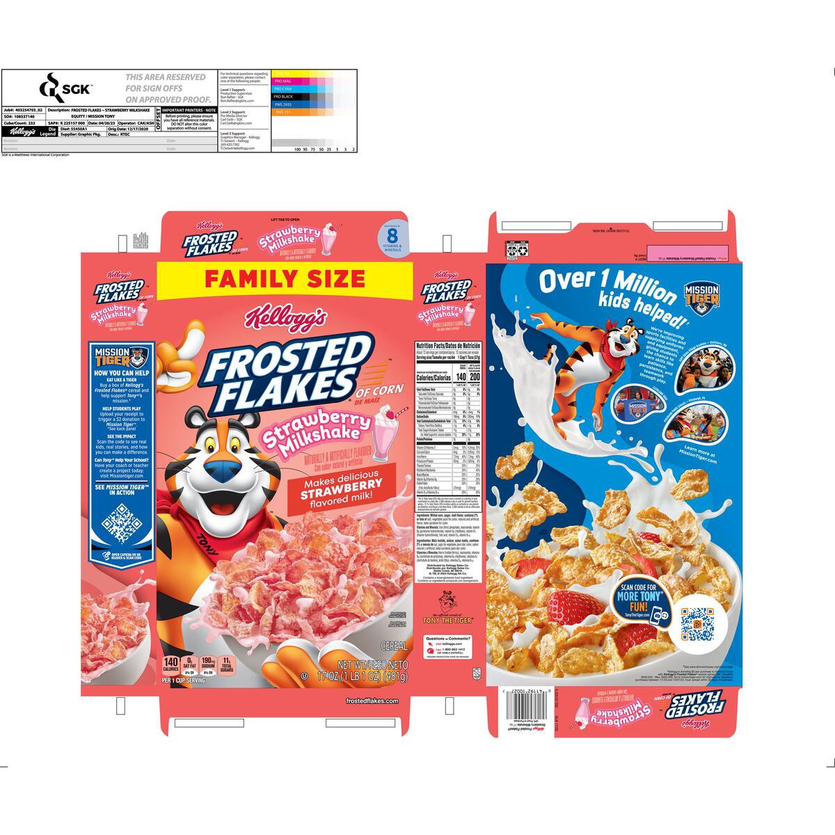 slide 4 of 13, Frosted Flakes Kellogg's Frosted Flakes Breakfast Cereal Strawberry Milkshake, Kids Cereal, 20.1 oz, 20.1 oz