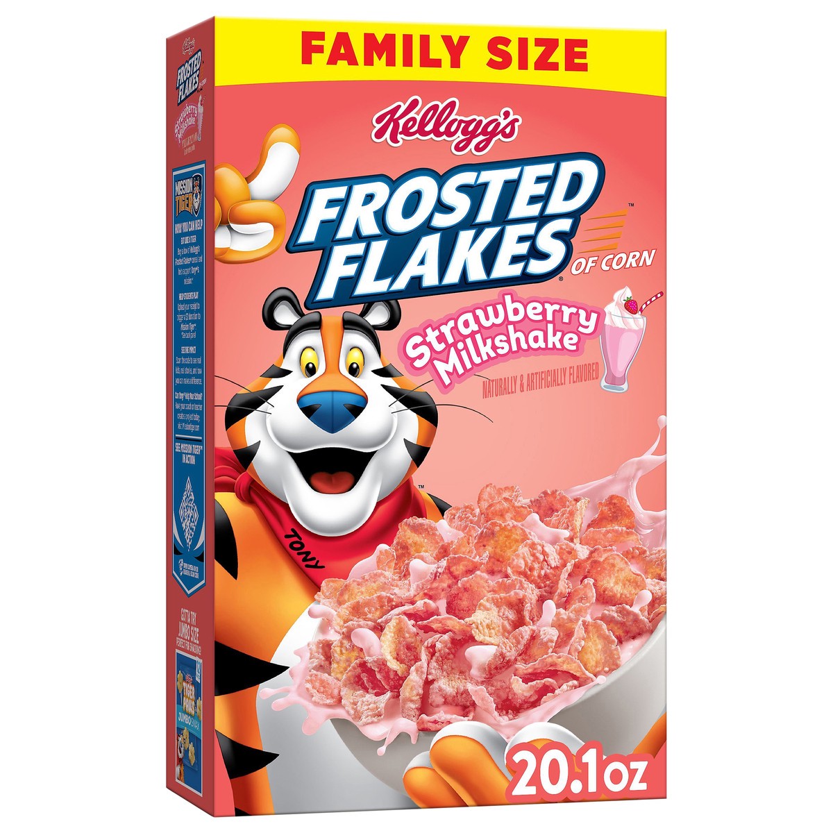 slide 11 of 13, Frosted Flakes Kellogg's Frosted Flakes Breakfast Cereal Strawberry Milkshake, Kids Cereal, 20.1 oz, 20.1 oz
