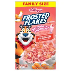 Kellogg''s Frosted Flakes Breakfast Cereal, Kids Cereal, Family Breakfast, Family Size, Strawberry Milkshake, 20.1oz Box (1 Box)