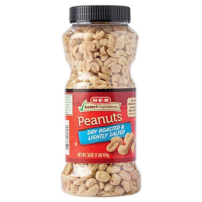 slide 1 of 1, H-E-B Lightly Salted Dry Roasted Peanuts, 16 oz