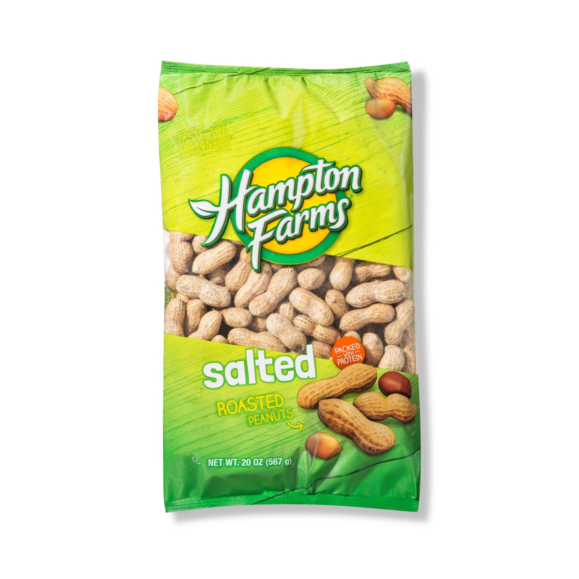 slide 1 of 1, Hampton Farms Salted Roasted Peanuts, 20 oz