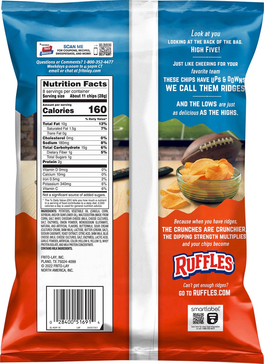 slide 3 of 6, Ruffles Cheddar & Sour Cream Potato Chips, 8 oz