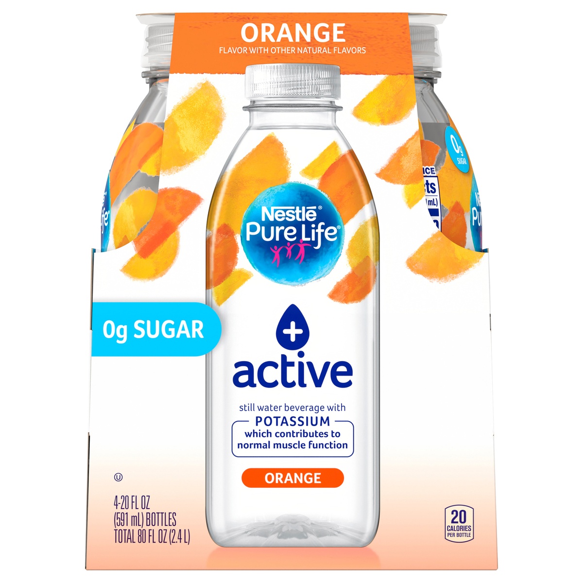 slide 1 of 1, Nestlé Pure Life Nestle Pure Life Plus, Orange Potassium - 4 ct; 20 oz, 4 ct; 20 oz