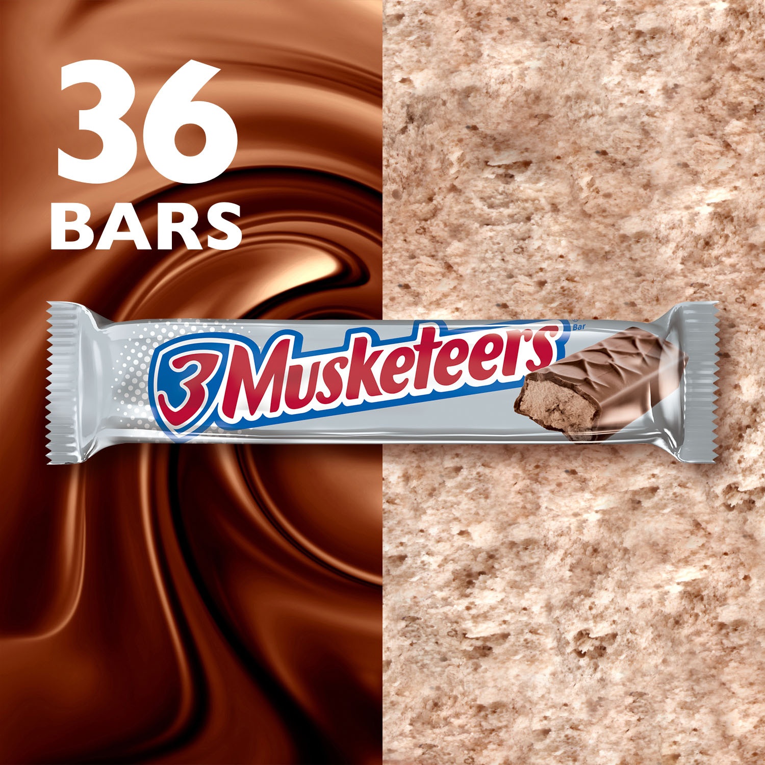 slide 3 of 5, 3 MUSKETEERS Chocolate Candy Bars, Full Size, 36 ct; 1.92 oz