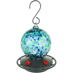 Nature's Way EcoCycle Hand-Blown Recycled Glass Hummingbird Feeder - Blue / Green, 1 ct