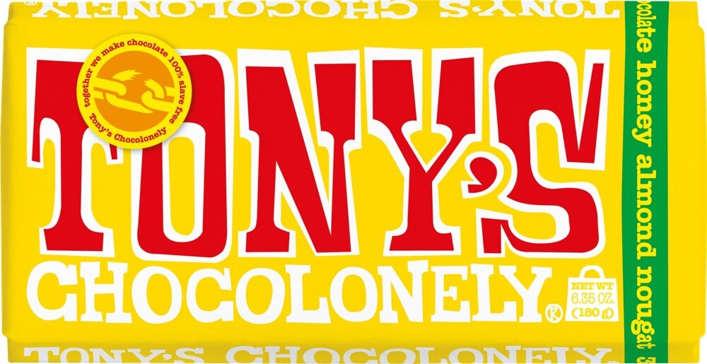 slide 1 of 1, Tony's Chocolonely Honey Almond Nougat Chocolate Bar, 6.35 oz