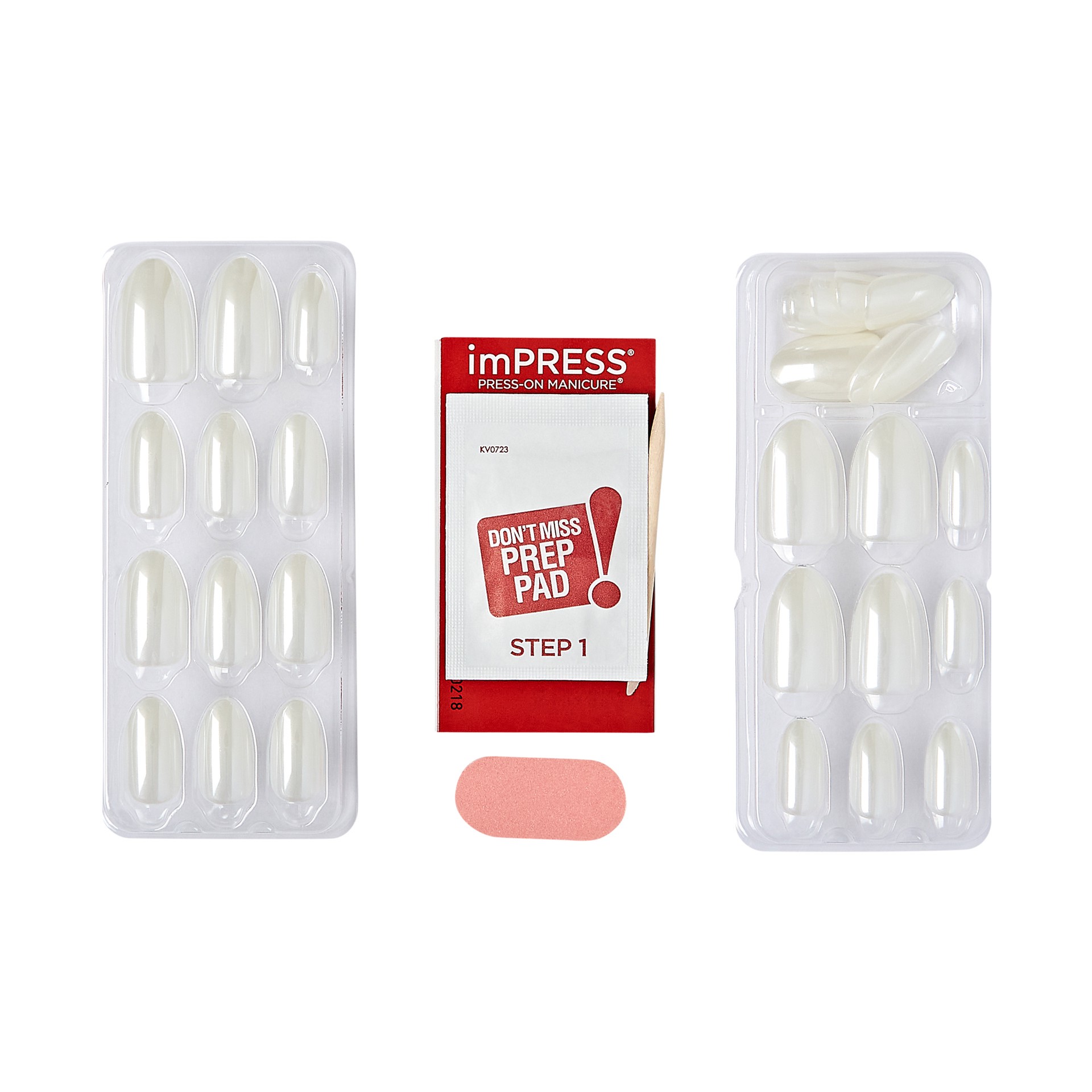 slide 3 of 5, imPRESS Glazed Donut Press-On Nails, No Glue Needed, White, Medium Almond Shape, 33 Ct., 1 cnt