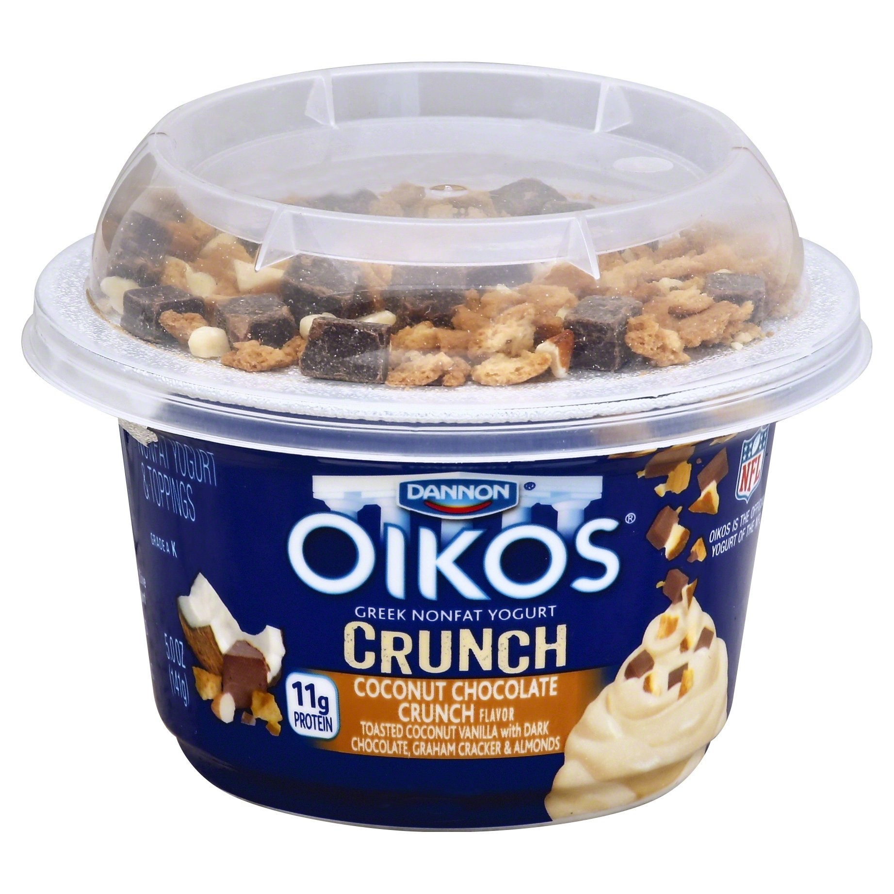 slide 1 of 5, Oikos Nonfat Yogurt Crunch Coconut Chocolate Crumble, 5 oz