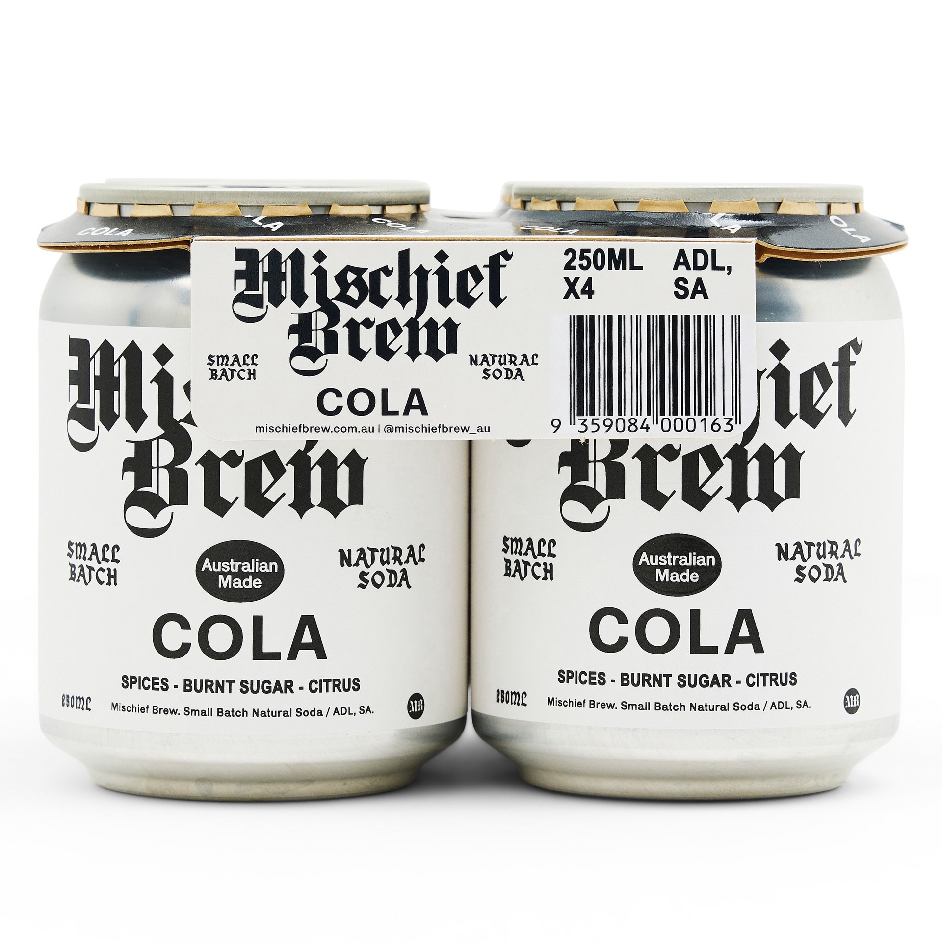 slide 1 of 1, Mischief Brew Cola 8.5 oz Cans, 4 ct
