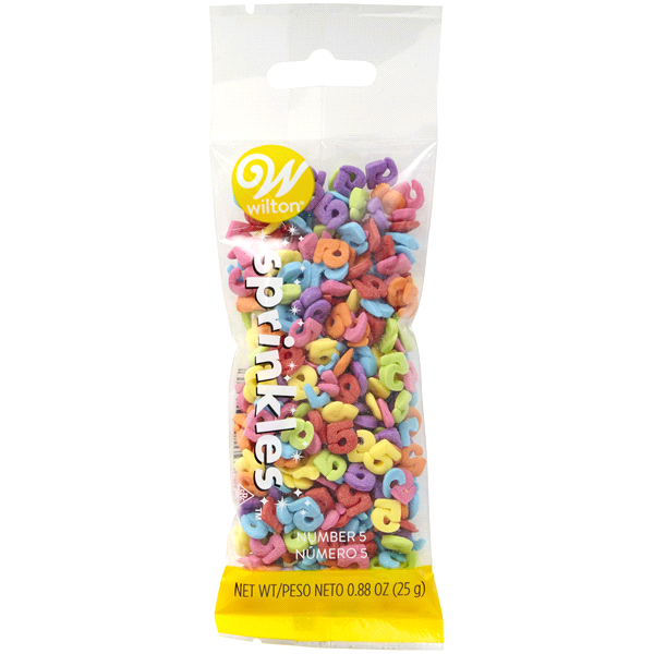 slide 1 of 1, Wilton Multicolor Number 5 Sprinkles Pouch, 0.88 oz