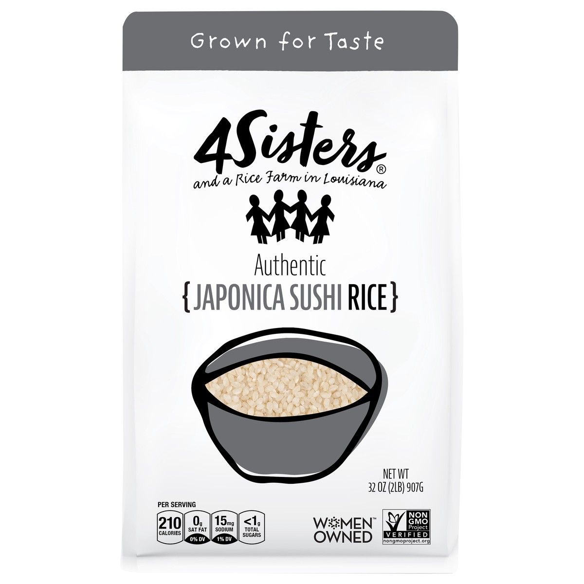 slide 1 of 11, 4Sisters Authentic Japonica Sushi Rice, 2 lb