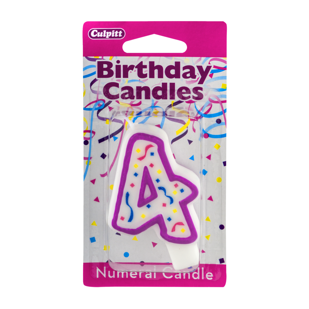 slide 1 of 1, Culpitt Birthday Candles Numeral Candle 4, 1 ct