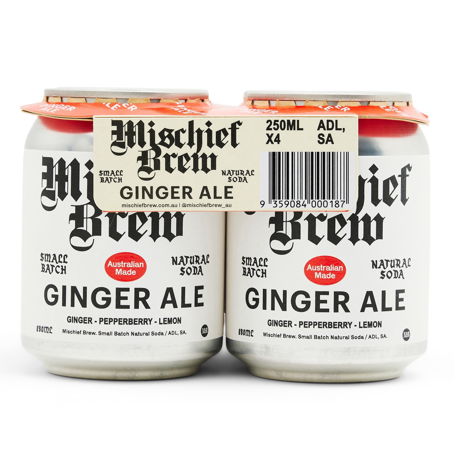 slide 1 of 1, Mischief Brew Ginger Ale 8.5 oz Cans, 4 ct