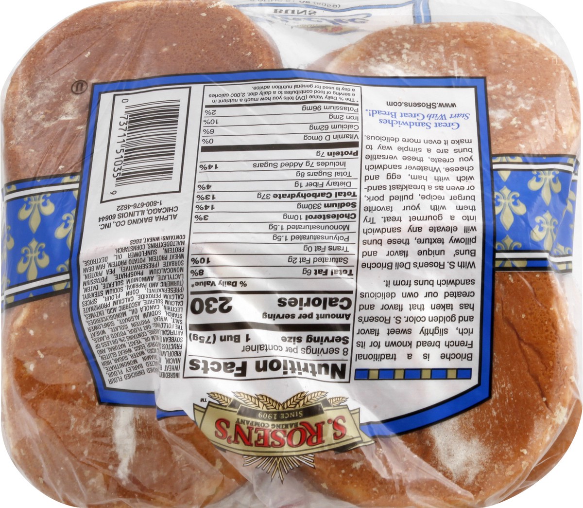 slide 4 of 8, S. Rosen's Buns, Brioche, Deli Style, 21 oz