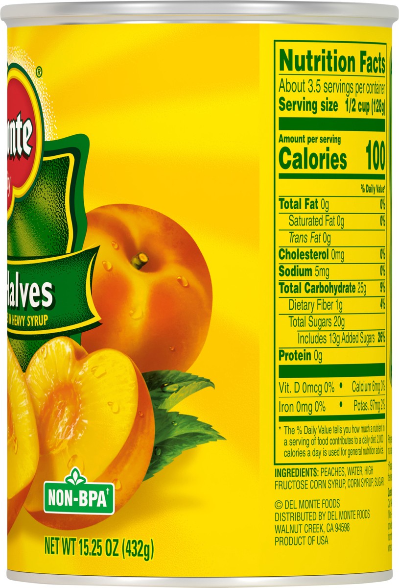 slide 4 of 7, Del Monte Peach Halves In Syrup, 15.25 oz