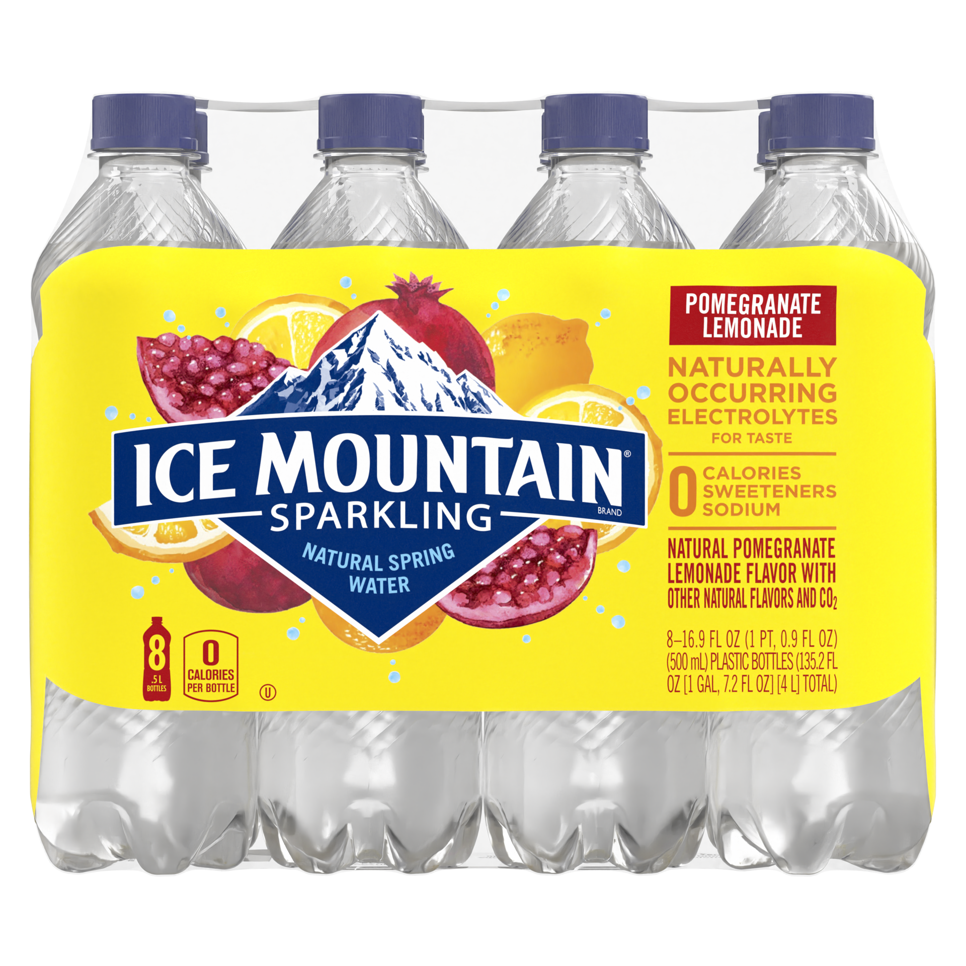slide 2 of 5, Ice Mountain Sparkling Water, Pomegranate Lemonade, 16.9 oz. Bottles (8 Count), 8 ct; 16.9 fl oz