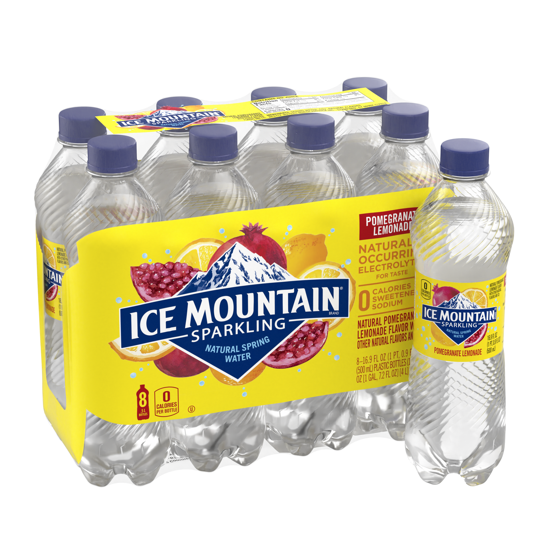 slide 5 of 5, Ice Mountain Sparkling Water, Pomegranate Lemonade, 16.9 oz. Bottles (8 Count), 8 ct; 16.9 fl oz