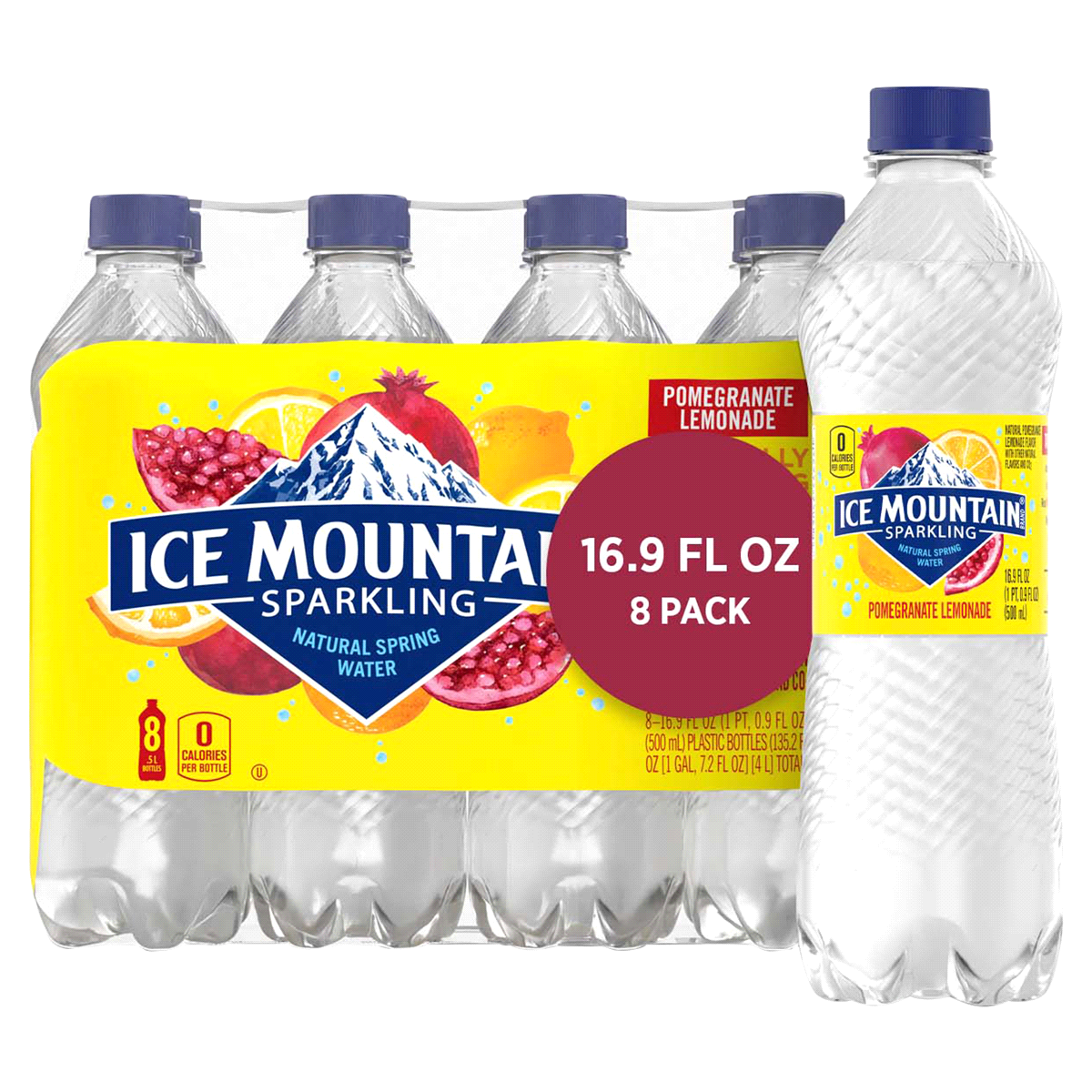 slide 1 of 6, Ice Mountain Pomegranate Lemonade Sparkling Water / Bottles, 8 ct; 16.9 fl oz