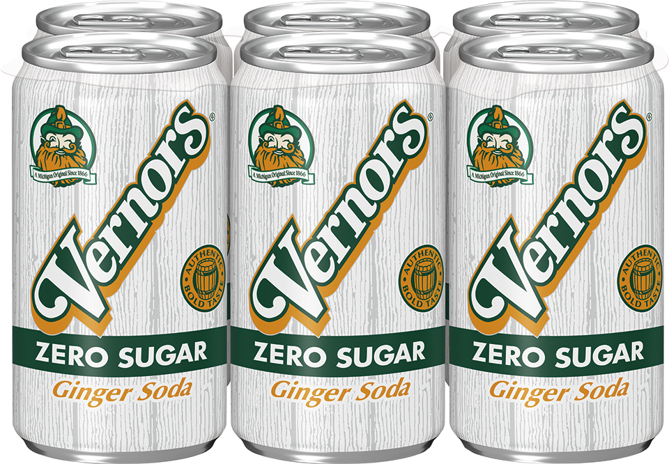 slide 2 of 5, Vernors Zero Sugar Ginger Soda, 7.5 fl oz cans, 6 pack, 6 ct