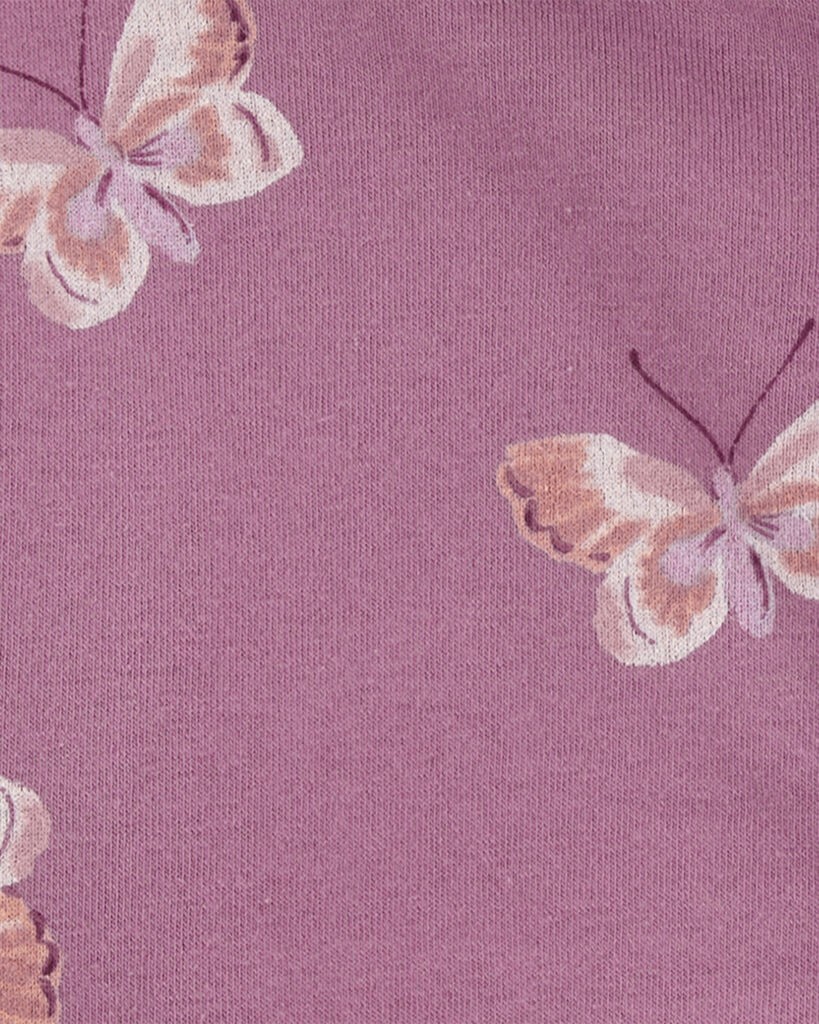 slide 2 of 2, Oshkosh Kid Butterfly Print Fleece Jacket Purple 7, 1 ct