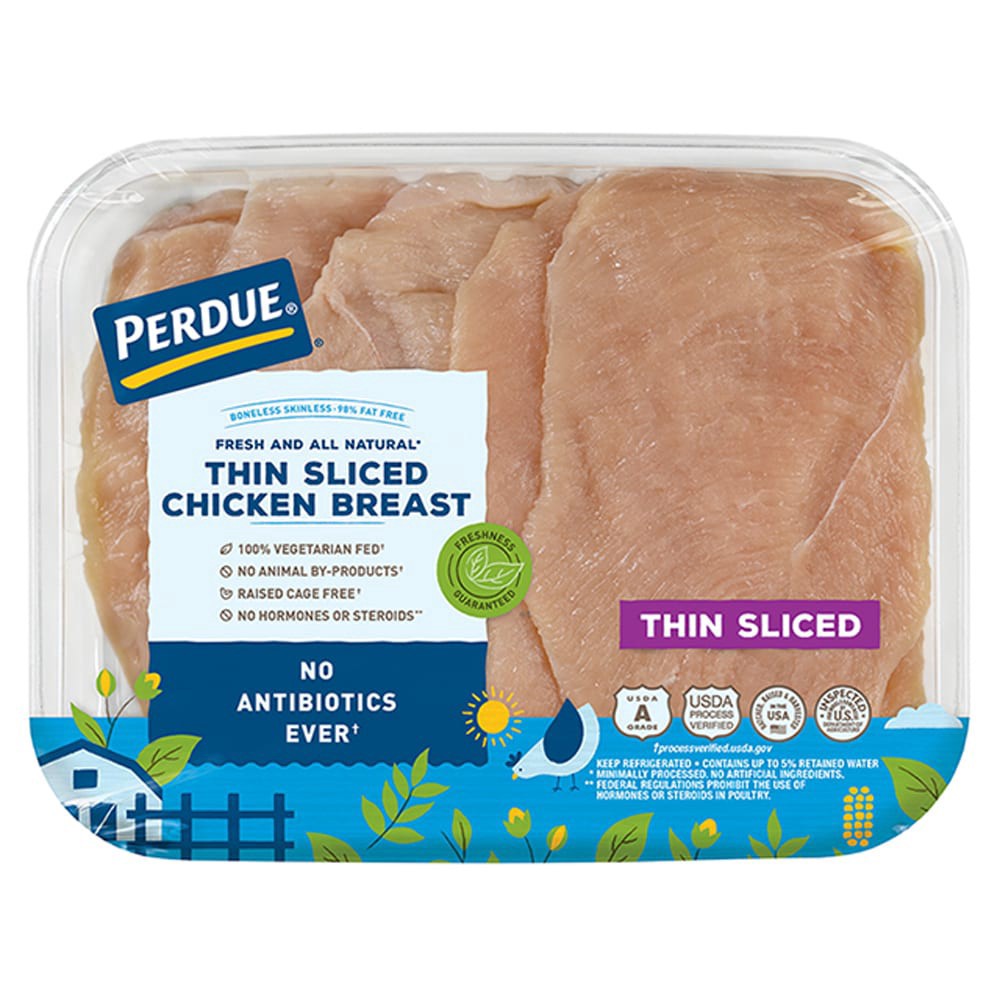 slide 1 of 1, PERDUE Fresh Thin Sliced Boneless Skinless Chicken Breast - 1.00 LB, per lb