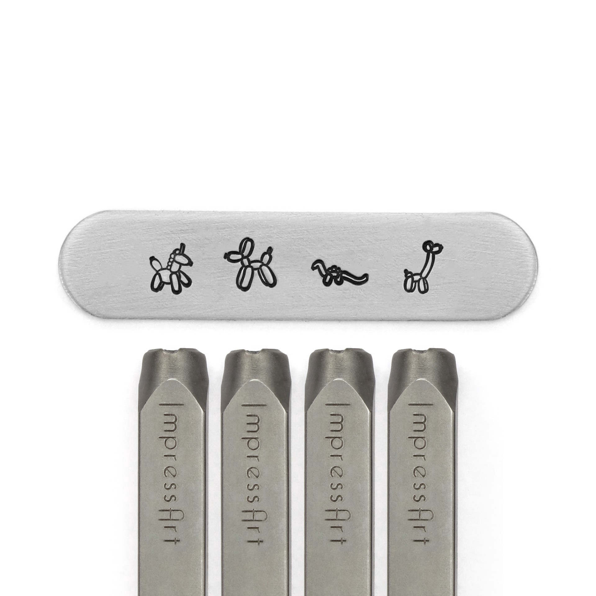 slide 2 of 5, Impressart 9.5mm Balloon Animals Metal Stamps Pack, 9.5mm