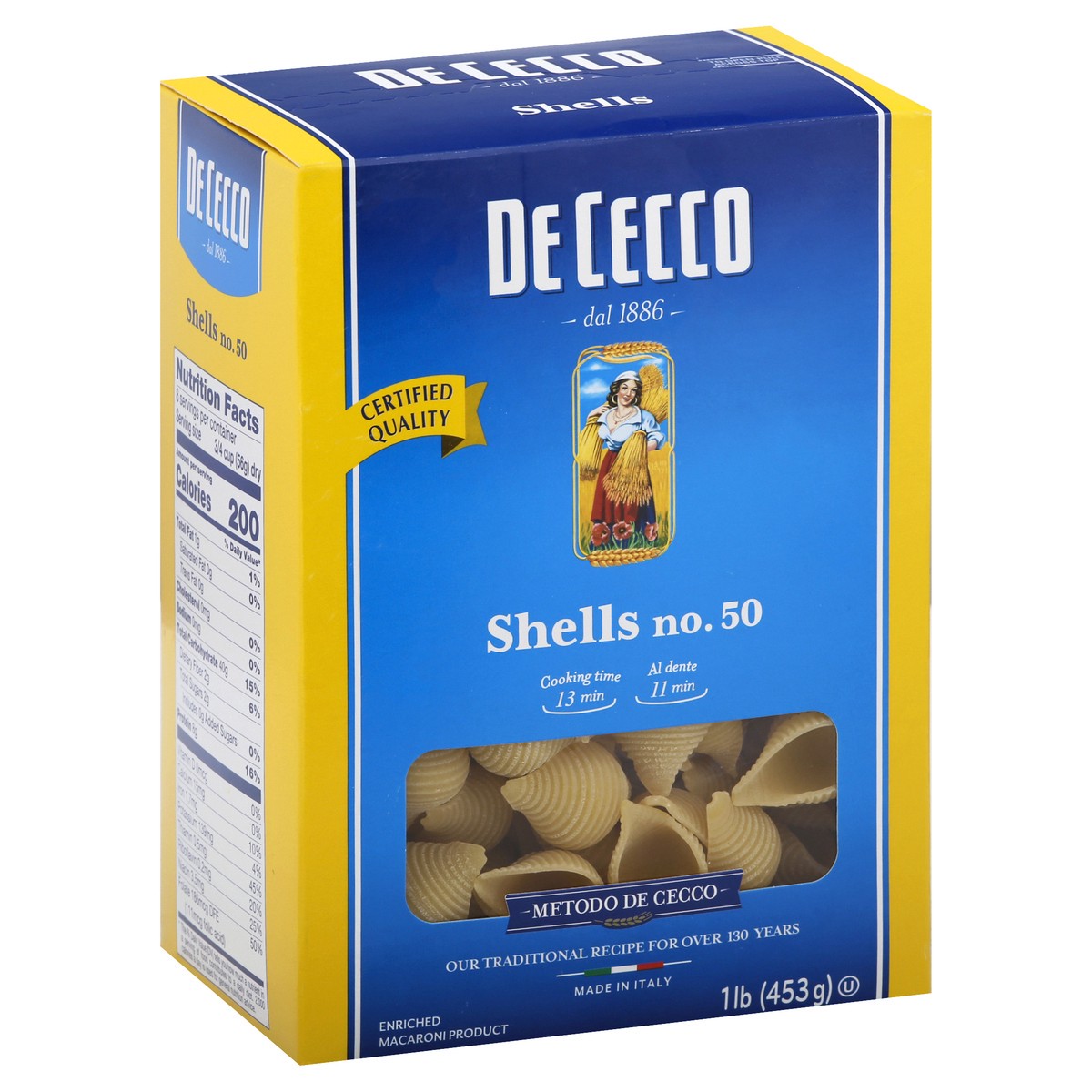 slide 7 of 13, De Cecco Shells, 16 oz